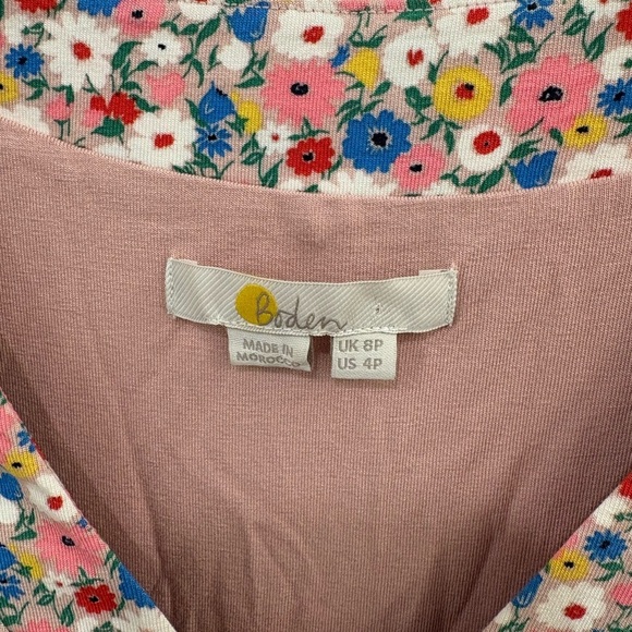 Boden Eva Pink Floral/Milkshake Jersey Midi Dress Size 4 Petite - Picture 3 of 12